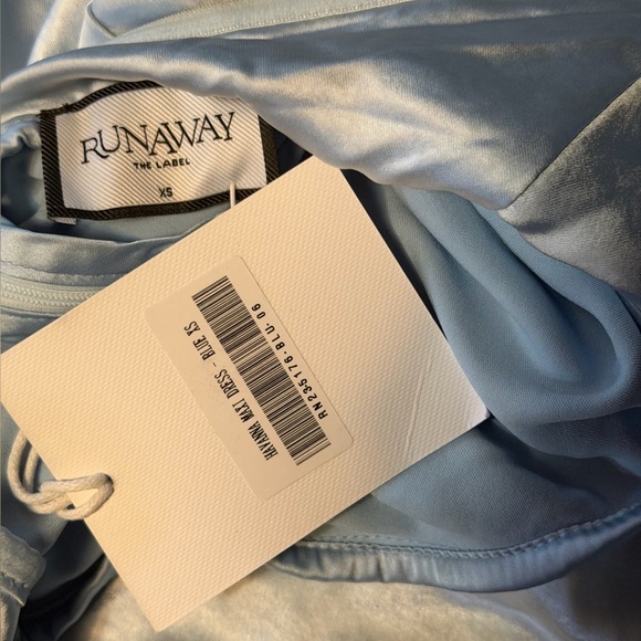 Runaway the Label Havanna Dress Blue satin Maxi slip gown Revolve NWT XS - Picture 7 of 8